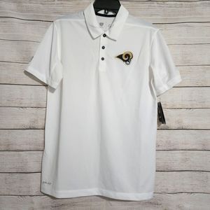 Nike NFL Equipments Rams Polo Shirt White Stay Cool Football NEW Mens S